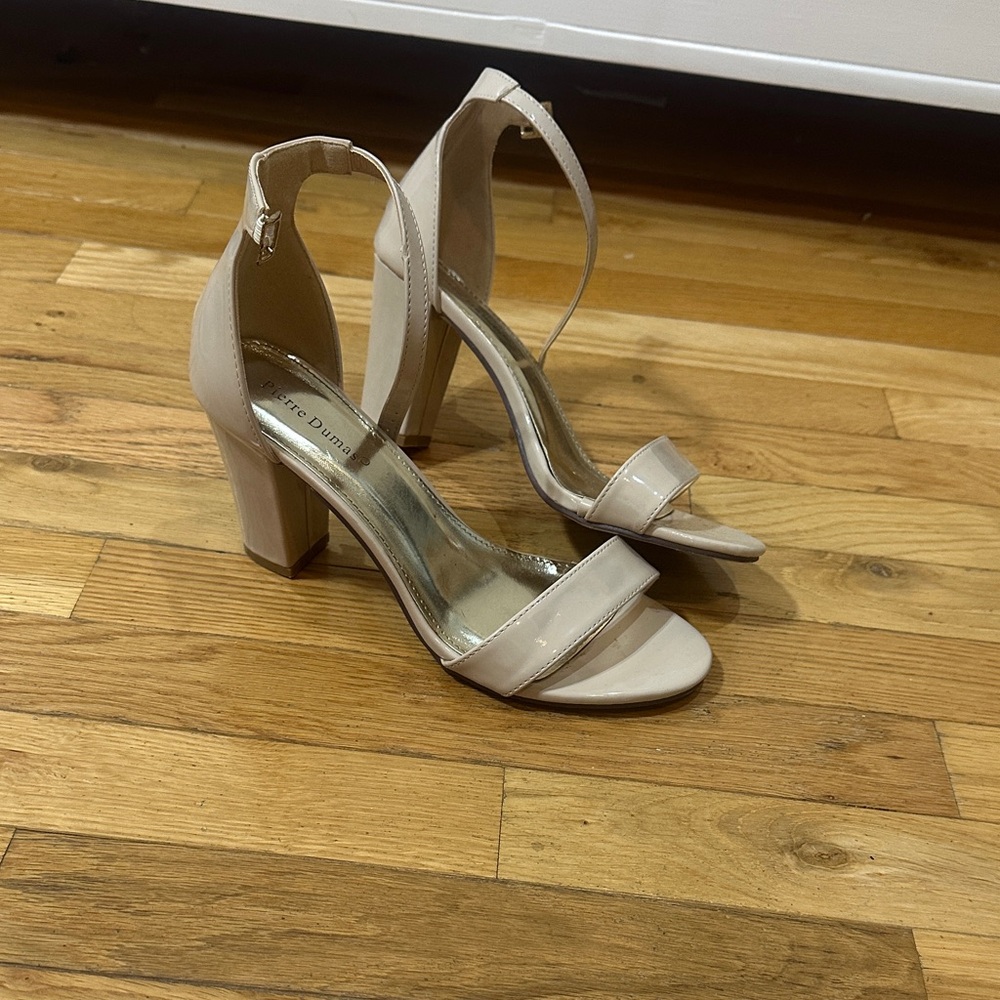 Pierre Dumas Beige Block Heel Sandals